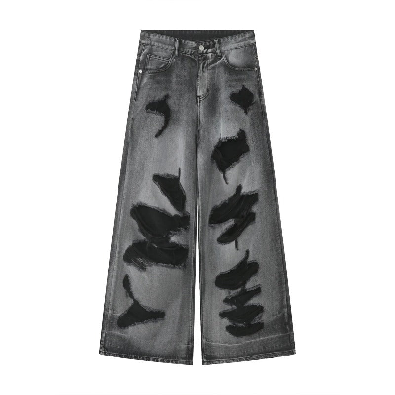 Distressed Ripped Wide Leg Jeans Men 2025 New | High Street Oversized Drag Hem | Luxury Craftsmanship
