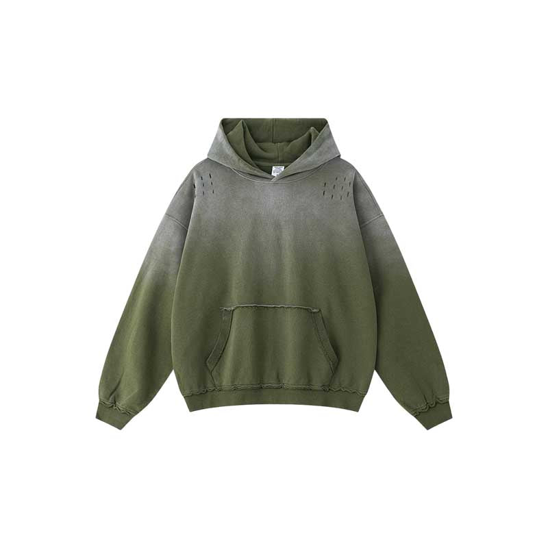 Gradient Snow-Wash Distressed Hoodie W25307