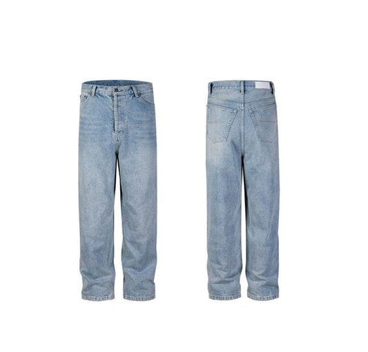 Men's Classic Straight Leg Jeans - All-Season Stretch Denim Pants for Urban Streetwear (Vintage Wash, 4-Way Flex Fit)