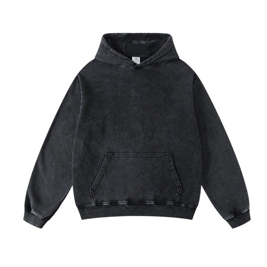 2025 Men's Heavyweight Oversized Hoodie - Vintage Distressed Wax Dyed American Streetwear Couple's Matching Sweatshirt