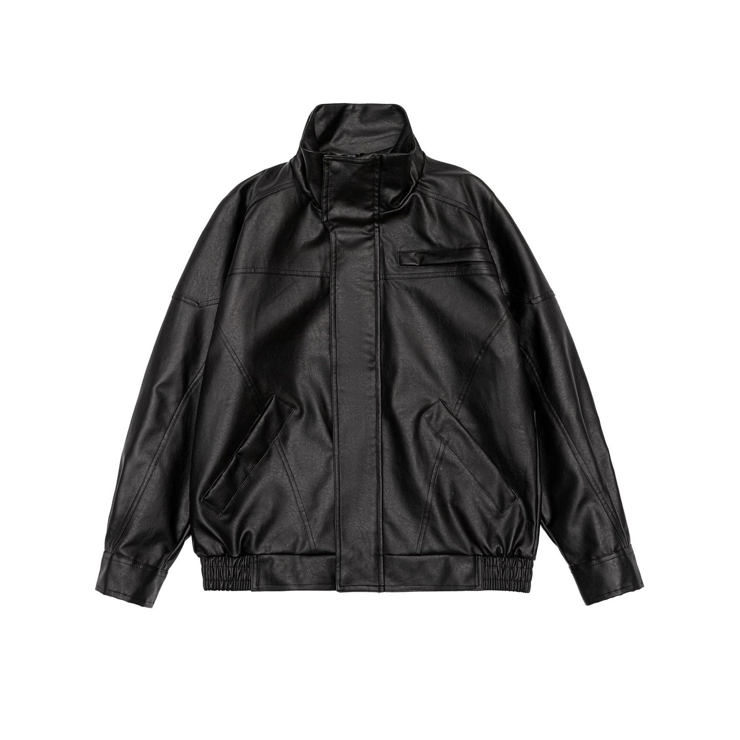 Unisex Vintage PU Leather Biker Jacket - Waterproof Streetwear Coat with RFID Pockets