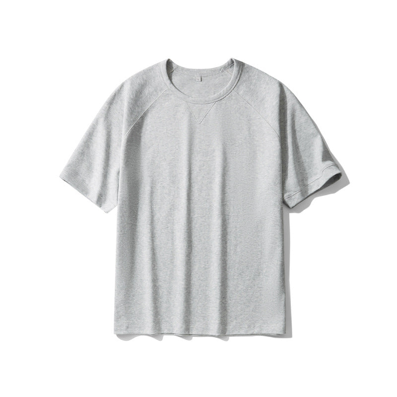 Men's Japanese-Inspired Streetwear Tee | Loose-Fit Raglan Sleeve, Double-Sided Twill Cotton, Khaki | Urban Essentials for US/UK/AU