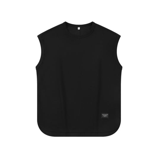 Men's 220gsm Heavyweight Pique Tank Top - Oversized Japanese Retro Streetwear, Breathable Cotton Unisex Design for Urban Fashion & Gym