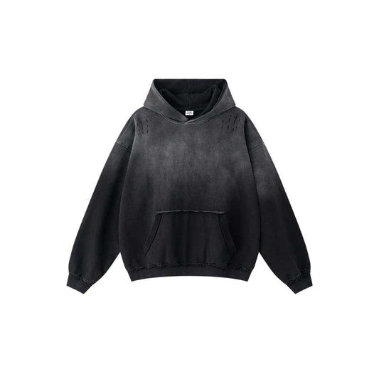 Gradient Snow-Wash Distressed Hoodie W25307