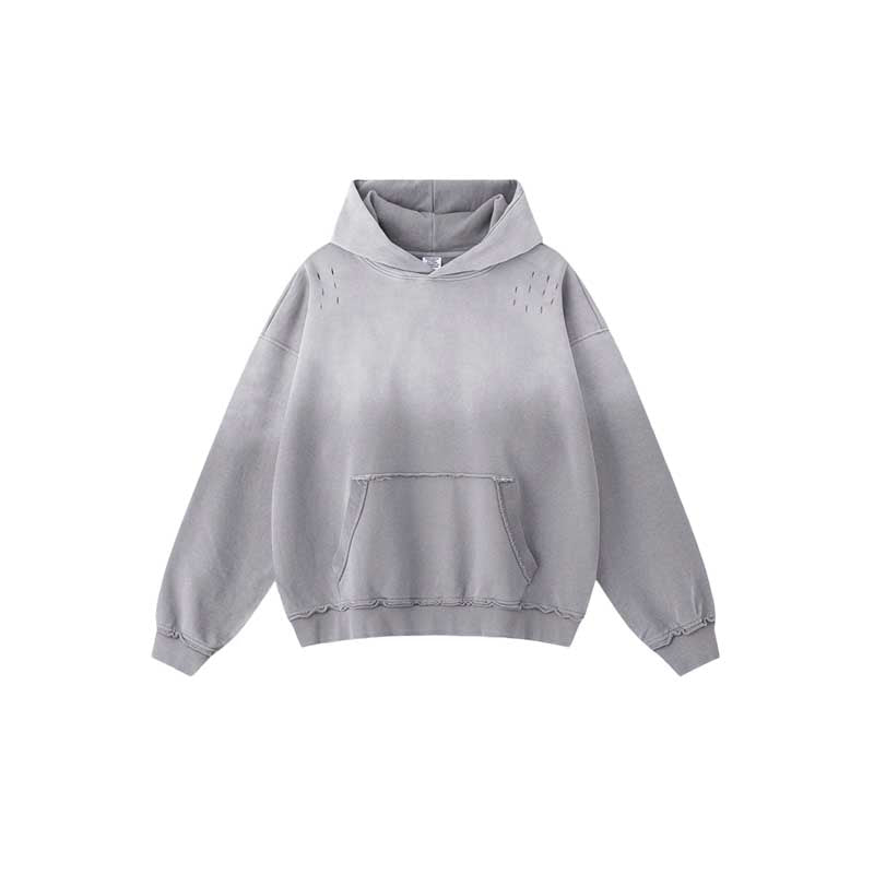 Gradient Snow-Wash Distressed Hoodie W25307
