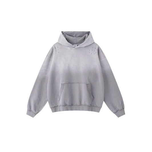 Gradient Snow-Wash Distressed Hoodie W25307