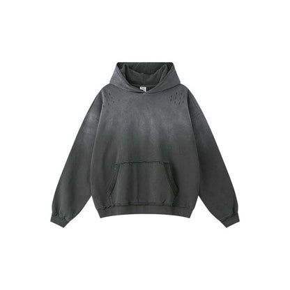 Gradient Snow-Wash Distressed Hoodie W25307