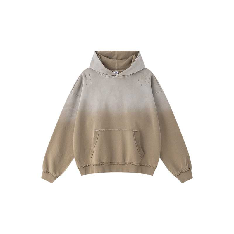 Gradient Snow-Wash Distressed Hoodie W25307