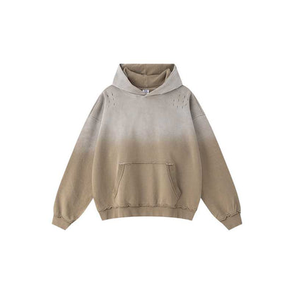 Gradient Snow-Wash Distressed Hoodie W25307