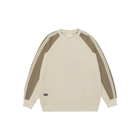 Men's Vintage Color Block Raglan Sleeve Crewneck Sweatshirt | Oversized Retro Streetwear for Autumn Winter | Soft Cotton Comfort Fit