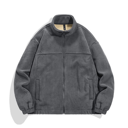 Heavyweight Fleece Jacket - Winter Thermal Zip Hoodie for Men & Women, Windproof Outdoor Casual Coat