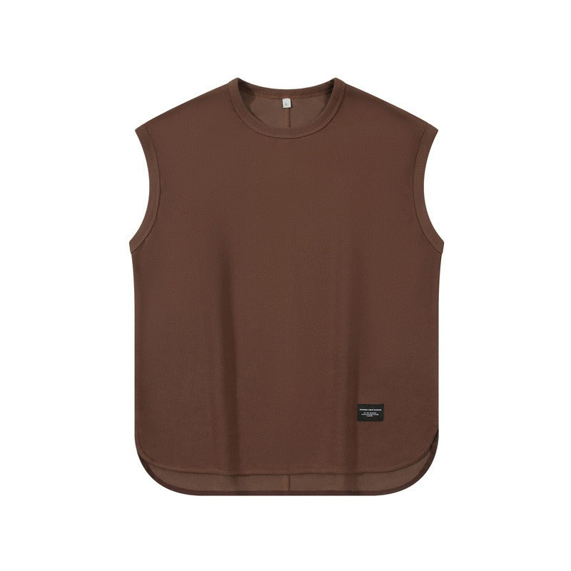 Men's 220gsm Heavyweight Pique Tank Top - Oversized Japanese Retro Streetwear, Breathable Cotton Unisex Design for Urban Fashion & Gym