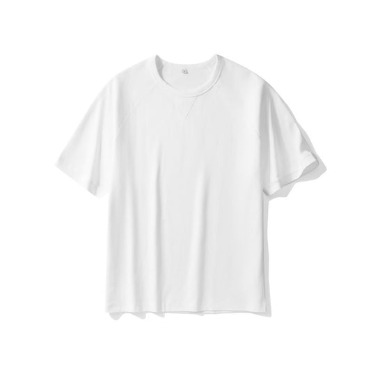 Men's Japanese-Inspired Streetwear Tee | Loose-Fit Raglan Sleeve, Double-Sided Twill Cotton, Khaki | Urban Essentials for US/UK/AU