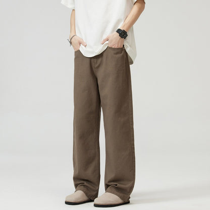 Men's Slim Tapered Wide Leg Jeans - High Waisted Stretch Denim Pants for Streetwear & Travel