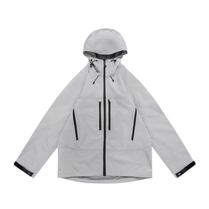 Men's Professional Waterproof Jacket - Dupont Triple Shield Hard Shell, Windproof Mountain Workwear with 8-Pocket Tactical Design, All-Weather Hiking Raincoat for  Outdoor Adventures