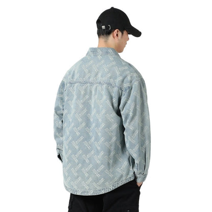 Men's Vintage Floral Embroidery Denim Jacket - Distressed Retro Loose Fit Designer Coat with Buckle Details [2025 New Arrival]