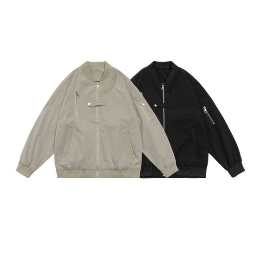 Unisex MA-1 Bomber Jacket Vintage Aviator Coat Cotton-Poly Blend Lightweight Urban Streetwear