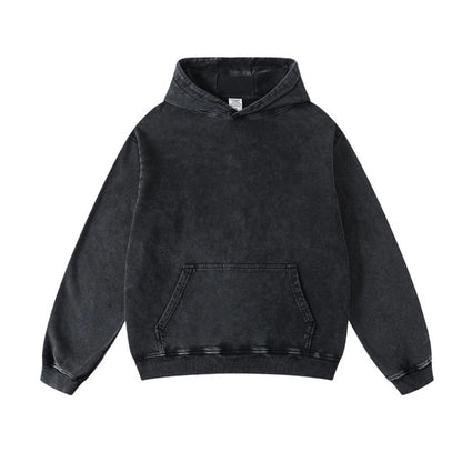 2025 Men's Heavyweight Oversized Hoodie - Vintage Distressed Wax Dyed American Streetwear Couple's Matching Sweatshirt