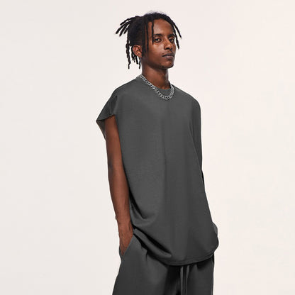 305GSM Thick Tank Top Minimal Clothing Design Earth Tone Streetwear 2025 Spring Summer New Release FOG Style Instagram Men's Fashion Trendy Apparel