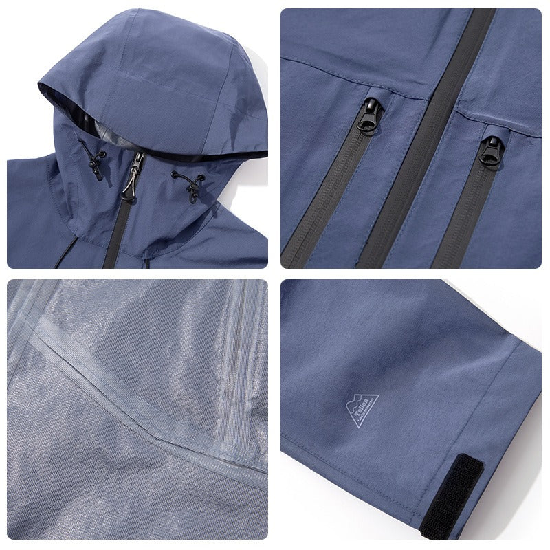 Men's Professional Waterproof Jacket - Dupont Triple Shield Hard Shell, Windproof Mountain Workwear with 8-Pocket Tactical Design, All-Weather Hiking Raincoat for  Outdoor Adventures