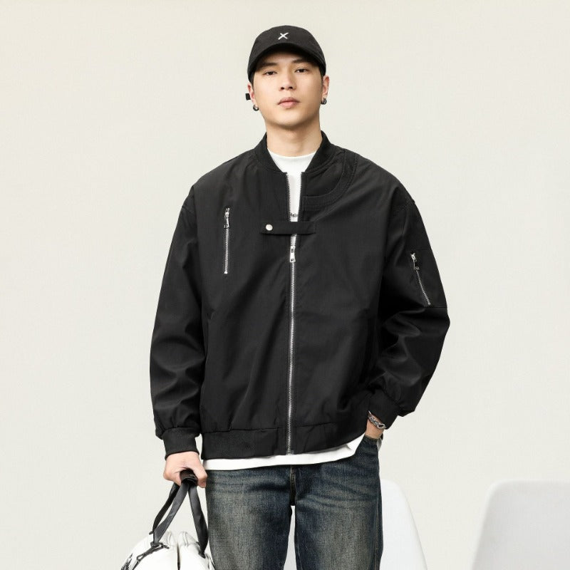 Unisex MA-1 Bomber Jacket Vintage Aviator Coat Cotton-Poly Blend Lightweight Urban Streetwear