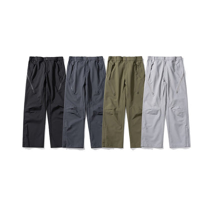 Men's Waterproof Windproof Hiking Pants with Side Zipper - Outdoor Tech Streetwear, Relaxed Straight Fit for Climbing & Urban Exploration - Spring 2025 Collection