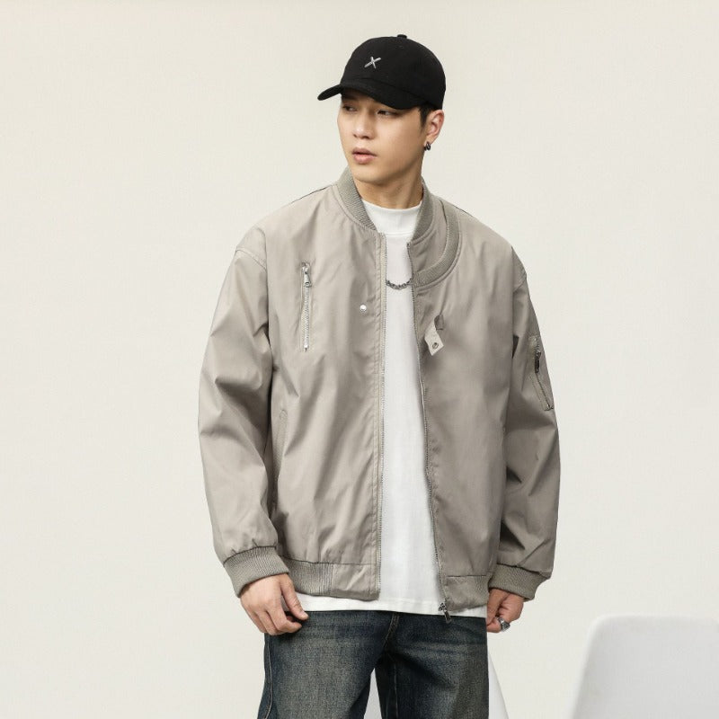 Unisex MA-1 Bomber Jacket Vintage Aviator Coat Cotton-Poly Blend Lightweight Urban Streetwear