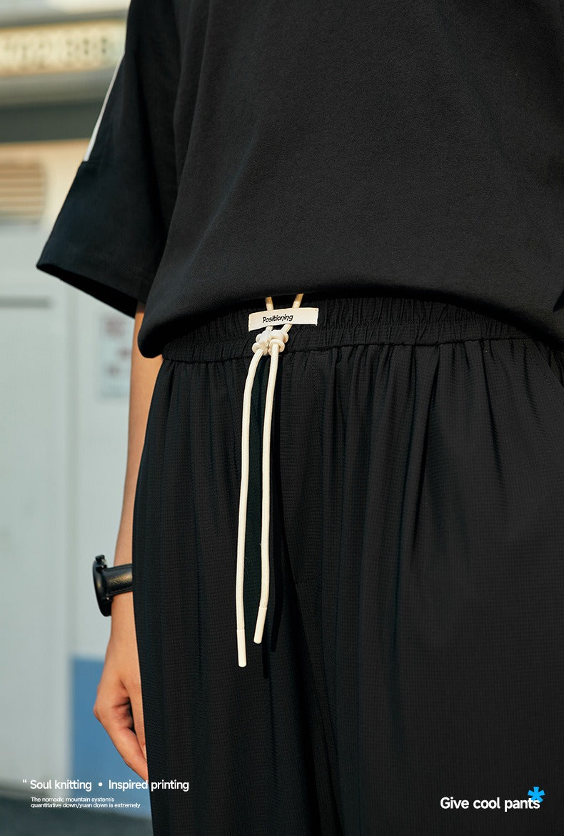 2025 Men's Checkered Quick-Dry Wide Leg Pants – Cooling Stretch Streetwear | Elastic Waist Summer Essentials