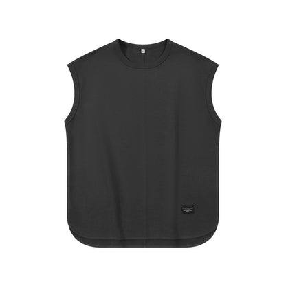 Men's 220gsm Heavyweight Pique Tank Top - Oversized Japanese Retro Streetwear, Breathable Cotton Unisex Design for Urban Fashion & Gym