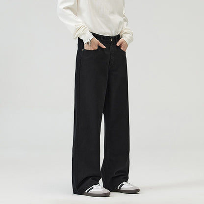 Men's Slim Tapered Wide Leg Jeans - High Waisted Stretch Denim Pants for Streetwear & Travel