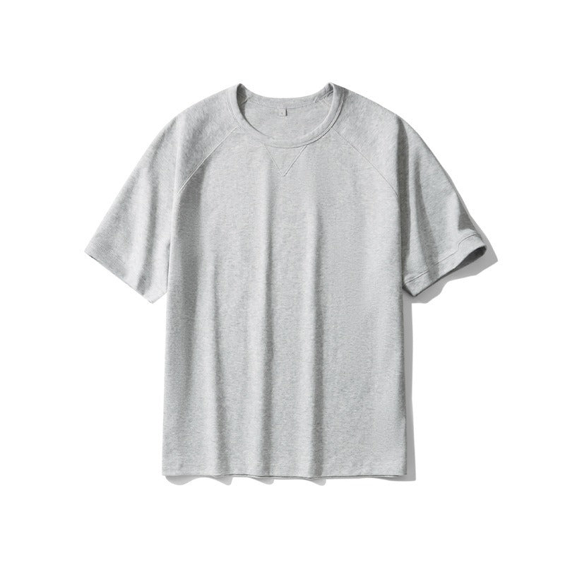Men's Japanese-Inspired Streetwear Tee | Loose-Fit Raglan Sleeve, Double-Sided Twill Cotton, Khaki | Urban Essentials for US/UK/AU