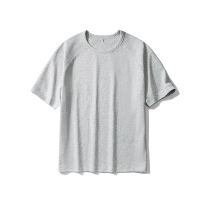 Men's Japanese-Inspired Streetwear Tee | Loose-Fit Raglan Sleeve, Double-Sided Twill Cotton, Khaki | Urban Essentials for US/UK/AU