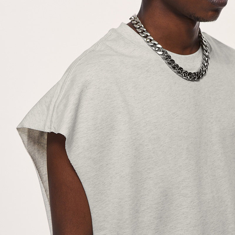 305GSM Thick Tank Top Minimal Clothing Design Earth Tone Streetwear 2025 Spring Summer New Release FOG Style Instagram Men's Fashion Trendy Apparel