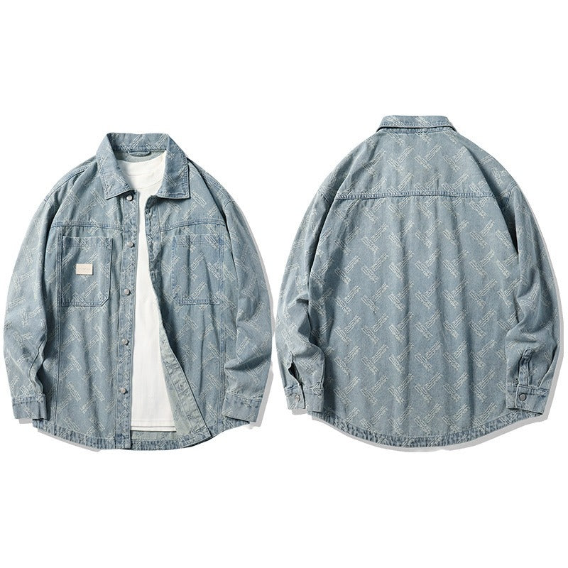 Men's Vintage Floral Embroidery Denim Jacket - Distressed Retro Loose Fit Designer Coat with Buckle Details [2025 New Arrival]