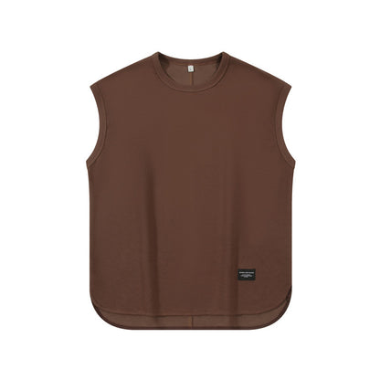 Men's 220gsm Heavyweight Pique Tank Top - Oversized Japanese Retro Streetwear, Breathable Cotton Unisex Design for Urban Fashion & Gym