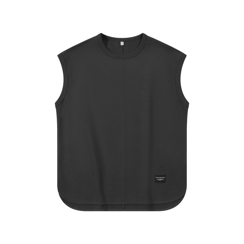 Men's 220gsm Heavyweight Pique Tank Top - Oversized Japanese Retro Streetwear, Breathable Cotton Unisex Design for Urban Fashion & Gym