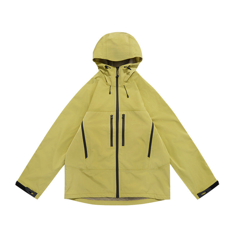 Men's Professional Waterproof Jacket - Dupont Triple Shield Hard Shell, Windproof Mountain Workwear with 8-Pocket Tactical Design, All-Weather Hiking Raincoat for  Outdoor Adventures