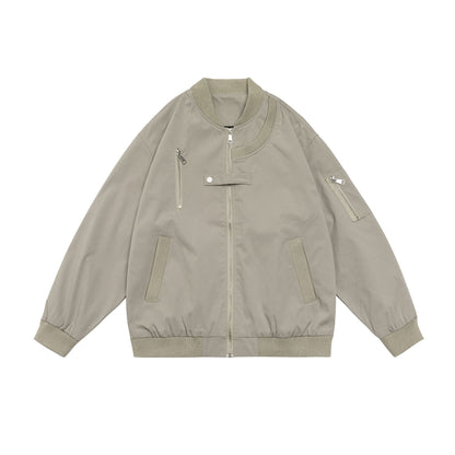 Unisex MA-1 Bomber Jacket Vintage Aviator Coat Cotton-Poly Blend Lightweight Urban Streetwear