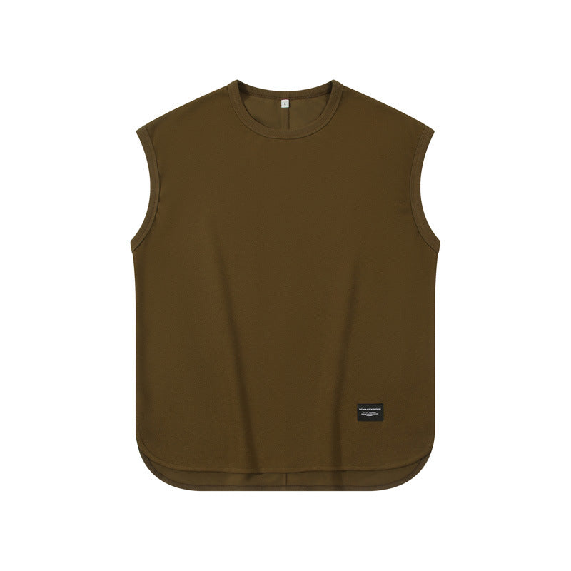 Men's 220gsm Heavyweight Pique Tank Top - Oversized Japanese Retro Streetwear, Breathable Cotton Unisex Design for Urban Fashion & Gym