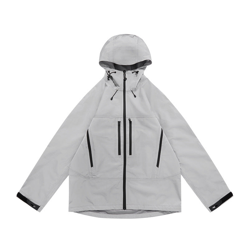 Men's Professional Waterproof Jacket - Dupont Triple Shield Hard Shell, Windproof Mountain Workwear with 8-Pocket Tactical Design, All-Weather Hiking Raincoat for  Outdoor Adventures