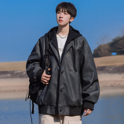 2025 Men's High Street Dual-Layer Hooded Bomber Jacket | Convertible Stand Collar Windbreaker Coat (Lightweight Waterproof)