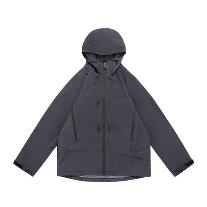 Men's Professional Waterproof Jacket - Dupont Triple Shield Hard Shell, Windproof Mountain Workwear with 8-Pocket Tactical Design, All-Weather Hiking Raincoat for  Outdoor Adventures