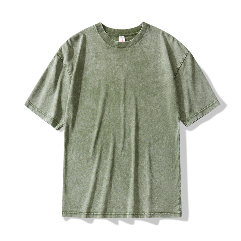Oversize Streetwear T-Shirt 230gsm Heavy Cotton Vintage Washed Design Men's Urban Summer Fashion Youth Clothing Essentials