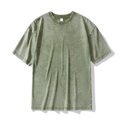 Oversize Streetwear T-Shirt 230gsm Heavy Cotton Vintage Washed Design Men's Urban Summer Fashion Youth Clothing Essentials