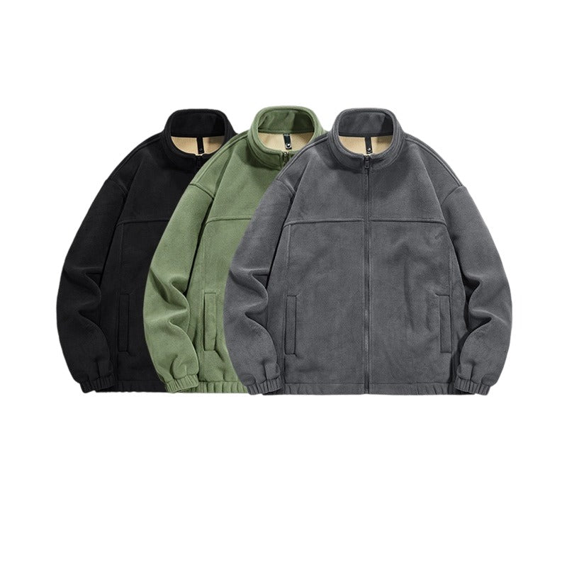 Heavyweight Fleece Jacket - Winter Thermal Zip Hoodie for Men & Women, Windproof Outdoor Casual Coat