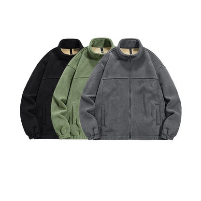 Heavyweight Fleece Jacket - Winter Thermal Zip Hoodie for Men & Women, Windproof Outdoor Casual Coat