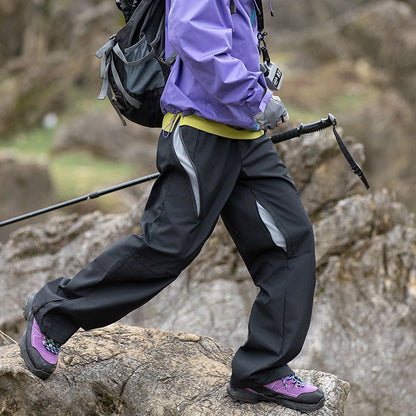 Men's Waterproof Windproof Hiking Pants with Side Zipper - Outdoor Tech Streetwear, Relaxed Straight Fit for Climbing & Urban Exploration - Spring 2025 Collection