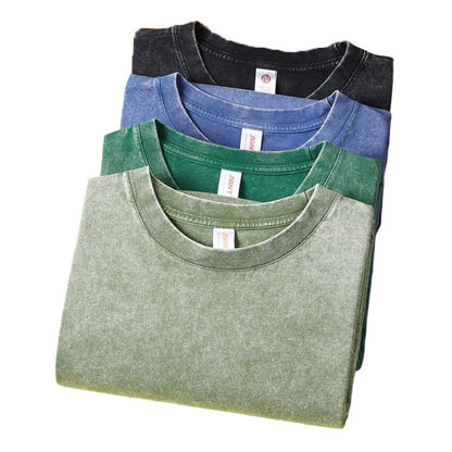 Oversize Streetwear T-Shirt 230gsm Heavy Cotton Vintage Washed Design Men's Urban Summer Fashion Youth Clothing Essentials