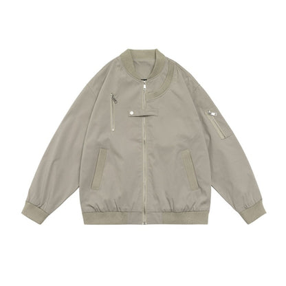 Unisex MA-1 Bomber Jacket Vintage Aviator Coat Cotton-Poly Blend Lightweight Urban Streetwear