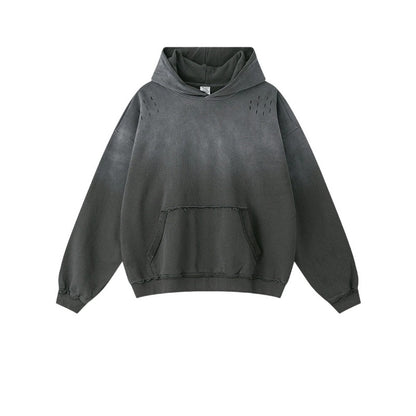 2025 Trendy American Streetwear Oversized Gradient Tie-Dye Washed Distressed Hoodie for Men - Unique Vibe